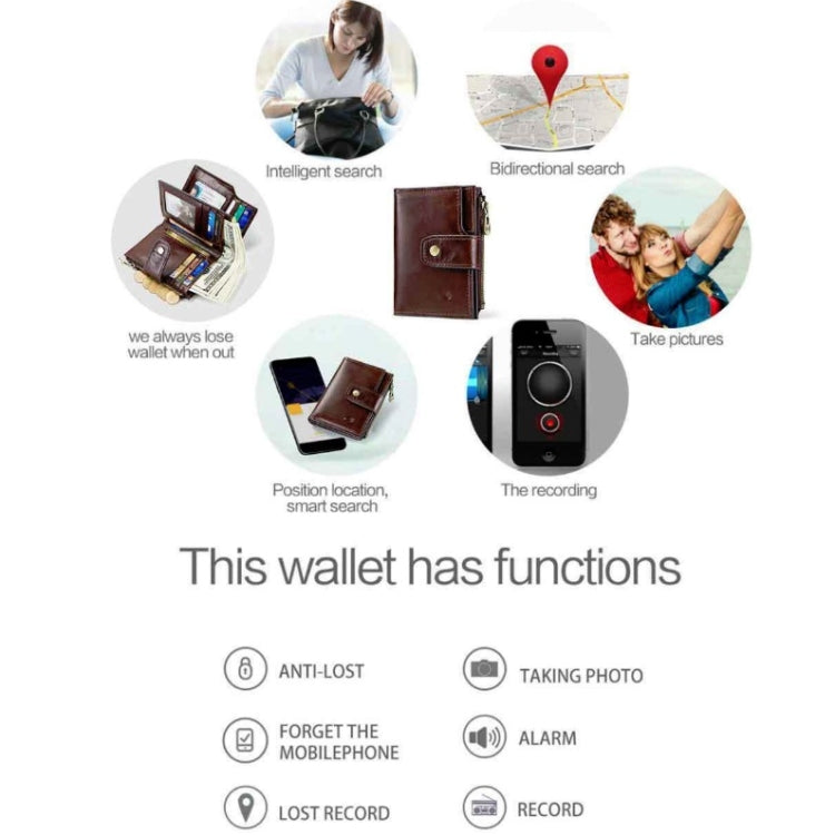 Men Leather Wallet Smart Bluetooth Antimagnetic RFID Anti-Lost Anti-Theft Multi-Function Coin Purse - free shipping - PMC TechLife - Order now!