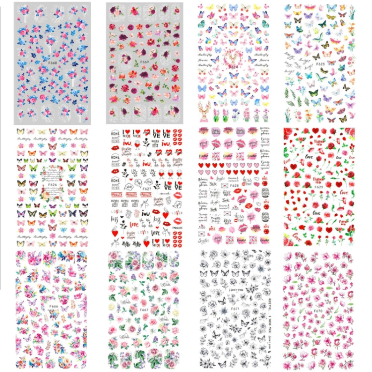 10pcs 3D Adhesive Butterfly Retro Rose Color Nail Art Sticker(F-629) - free shipping - PMC TechLife - Order now!
