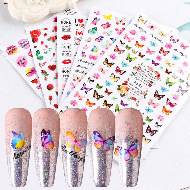 10pcs 3D Adhesive Butterfly Retro Rose Color Nail Art Sticker(F-674) - free shipping - PMC TechLife - Order now!