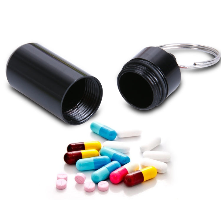 10pcs Portable Sealed Waterproof Aluminum Alloy First Aid Pill Bottle with Keychain(Black) - Emergency Tools by PMC TechLife | Online Shopping South Africa | PMC TechLife