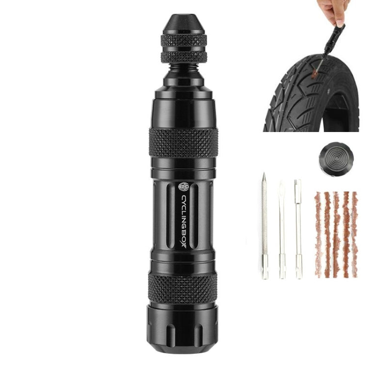 CYCLINGBOX Mountain Bike Vacuum Aluminum Alloy Tire Repair Tool Bicycle Repair Integrated Storage Design Tool(Black) - Maintenance tools by CYCLINGBOX | Online Shopping South Africa | PMC TechLife | Buy Now Pay Later Mobicred
