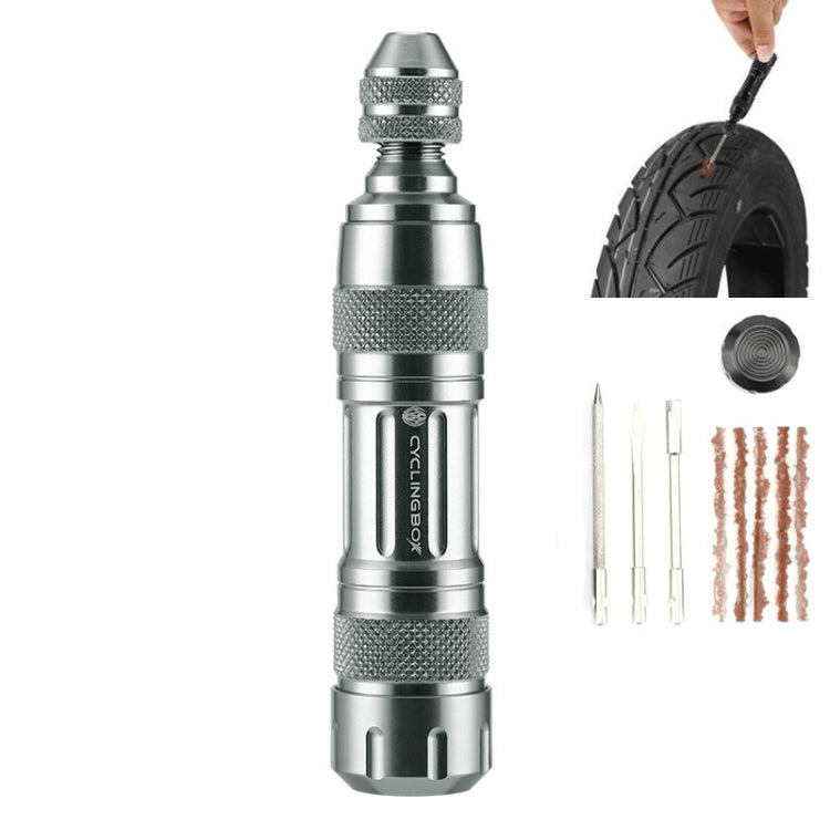 CYCLINGBOX Mountain Bike Vacuum Aluminum Alloy Tire Repair Tool Bicycle Repair Integrated Storage Design Tool(Silver) - free shipping - PMC TechLife - Order now!
