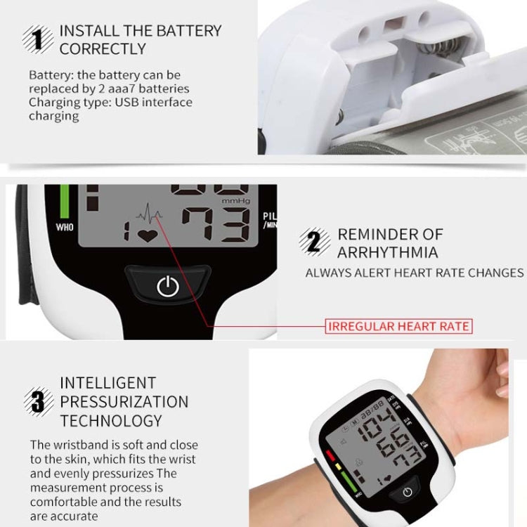 Wrist Type Electronic Blood Pressure Monitor Home Automatic Wrist Type Blood Pressure Measurement, Style: Live Voice Broadcast(White English) - free shipping - PMC TechLife - Order now!