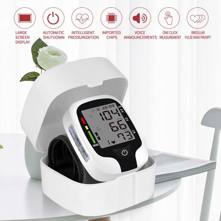 Wrist Type Electronic Blood Pressure Monitor Home Automatic Wrist Type Blood Pressure Measurement, Style: No Voice Announcement(White English) - free shipping - PMC TechLife - Order now!