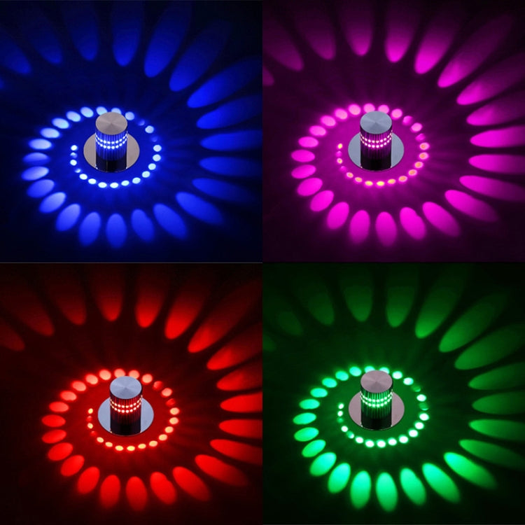 3W Modern Interior Creative Spiral Round Wall Lamp for Club, KTV, Corridor, Aisle, Background Wall Decoration Lamp Wall Mounted(Red+Green+Blue) -  by PMC TechLife | Online Shopping South Africa | PMC TechLife