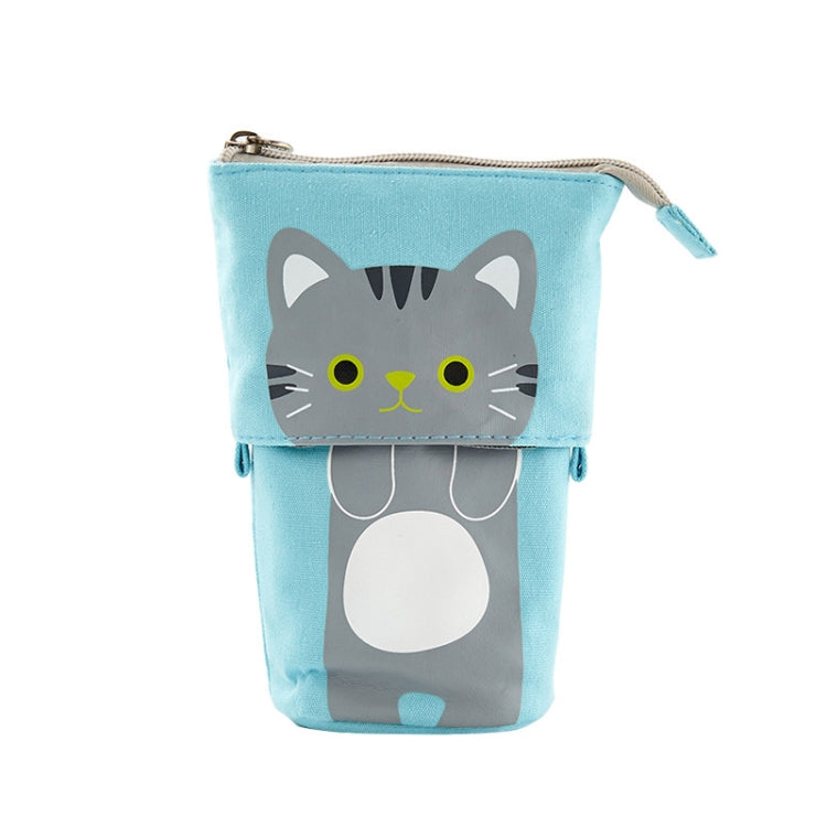Corduroy Retractable Drop-Down Pencil Case Student Stationery Storage Bag(Gray Cat) - Pen Holder by PMC TechLife | Online Shopping South Africa | PMC TechLife