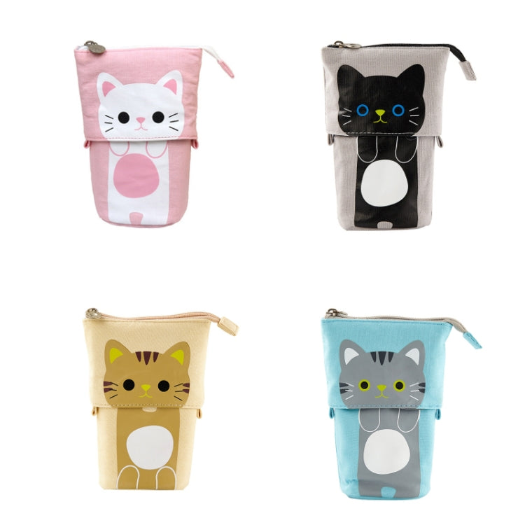 Corduroy Retractable Drop-Down Pencil Case Student Stationery Storage Bag(Gray Cat) - Pen Holder by PMC TechLife | Online Shopping South Africa | PMC TechLife