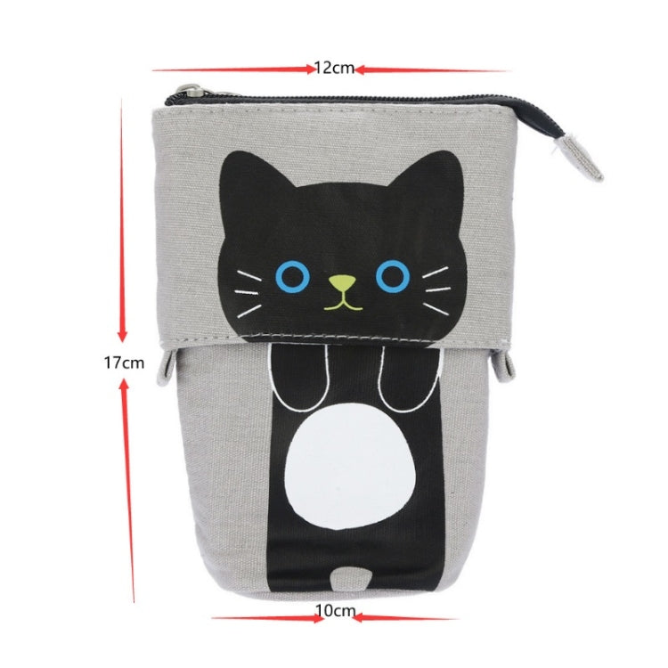 Corduroy Retractable Drop-Down Pencil Case Student Stationery Storage Bag(Gray Cat) - Pen Holder by PMC TechLife | Online Shopping South Africa | PMC TechLife