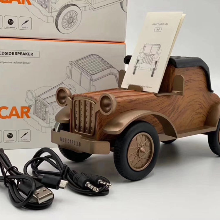 A9 Retro Wood Grain Classic Car Shape Wireless Bluetooth Speaker Subwoofer Radio Portable Mobile Phone Stand Mini Speaker(Rose Pear) - free shipping - PMC TechLife - Order now!
