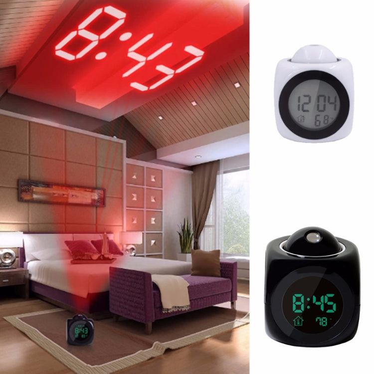 Multi-function LED Projection Alarm Clock Voice Talking Clock, Specification:White without USB cable - Wall Clock by PMC TechLife | Online Shopping South Africa | PMC TechLife