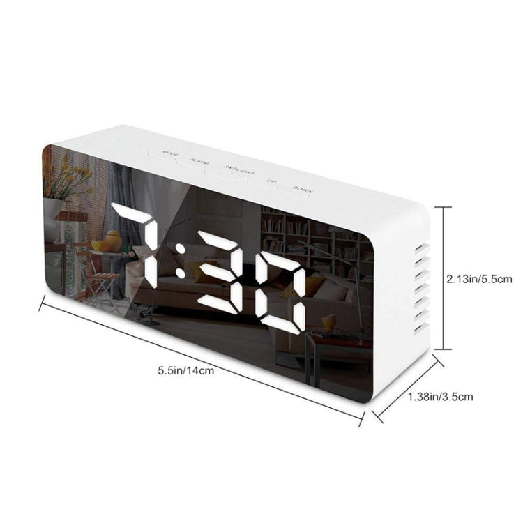 LED Mirror Alarm Clock Digital Snooze Table Clock Electronic Time Temperature Large Display  White Light - Wall Clock by PMC TechLife | Online Shopping South Africa | PMC TechLife | Buy Now Pay Later Mobicred