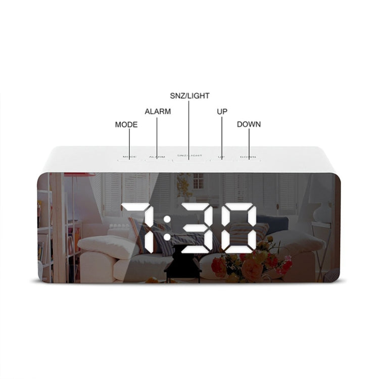 LED Mirror Alarm Clock Digital Snooze Table Clock Electronic Time Temperature Large Display  White Light - Wall Clock by PMC TechLife | Online Shopping South Africa | PMC TechLife | Buy Now Pay Later Mobicred