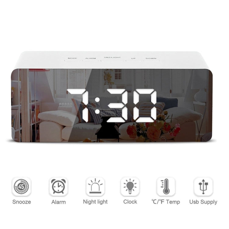LED Mirror Alarm Clock Digital Snooze Table Clock Electronic Time Temperature Large Display  White Light - Wall Clock by PMC TechLife | Online Shopping South Africa | PMC TechLife | Buy Now Pay Later Mobicred