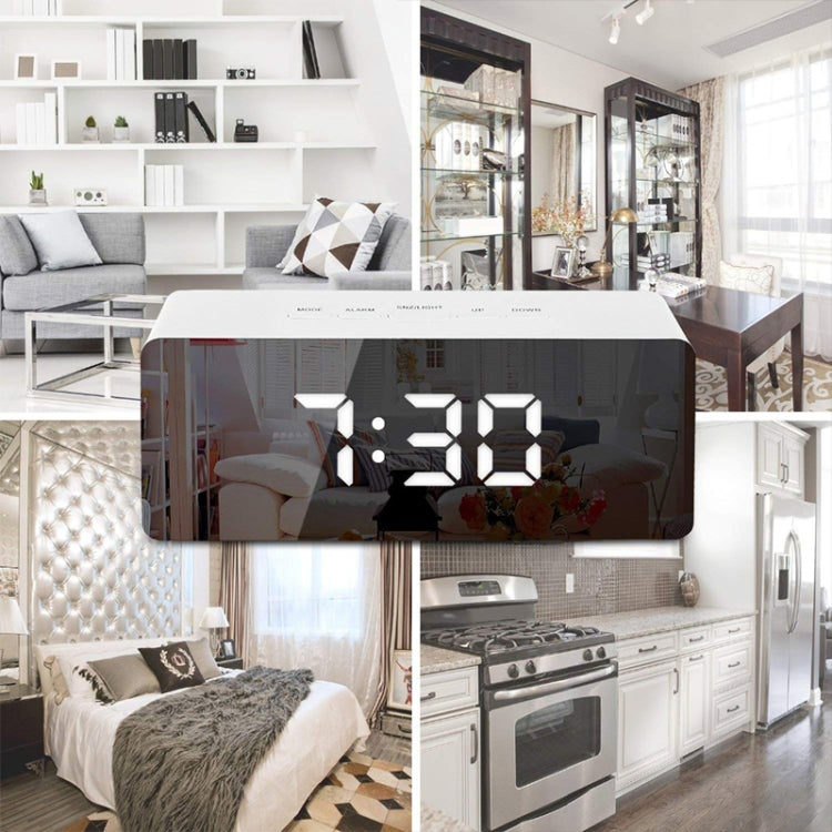 LED Mirror Alarm Clock Digital Snooze Table Clock Electronic Time Temperature Large Display  White Light - Wall Clock by PMC TechLife | Online Shopping South Africa | PMC TechLife | Buy Now Pay Later Mobicred