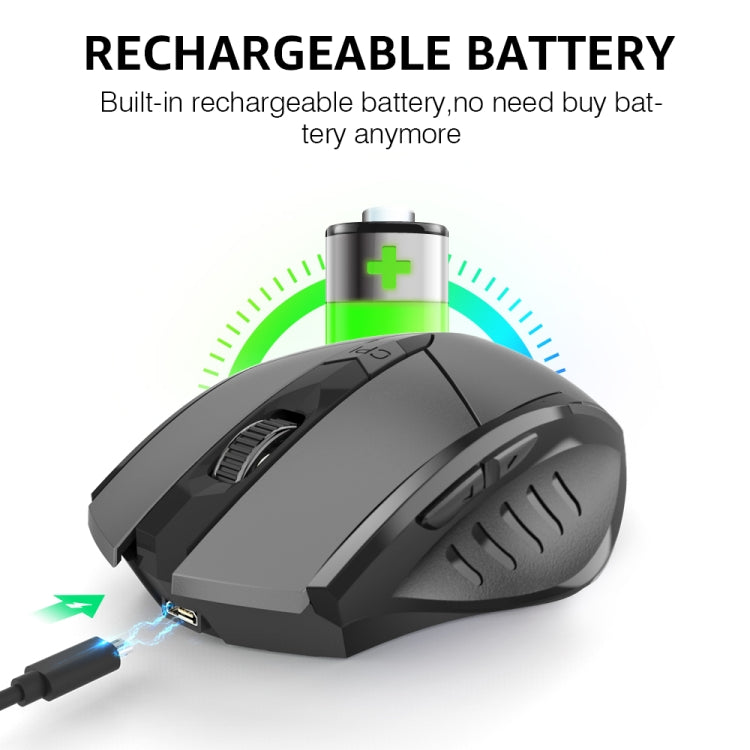 Inphic PM6 6 Keys 1000/1200/1600 DPI Home Gaming Wireless Mechanical Mouse, Colour: Black Wireless Charging Silent Version - Wireless Mice by Inphic | Online Shopping South Africa | PMC TechLife | Buy Now Pay Later Mobicred