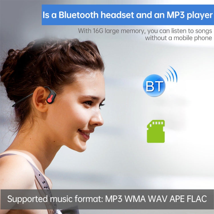 K3 Bone Conduction Bluetooth 5.0 Wireless Headphones Waterproof Headphones 16GB RAM(Red) - Bluetooth Earphone by PMC TechLife | Online Shopping South Africa | PMC TechLife