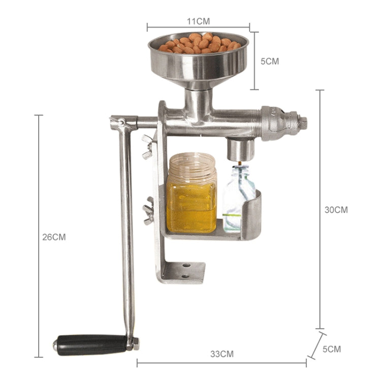 Manual Peanut Nuts Seeds Oil Press Expeller Oil Extractor Machine(Silver) - Stirrer & Squeezer by PMC TechLife | Online Shopping South Africa | PMC TechLife