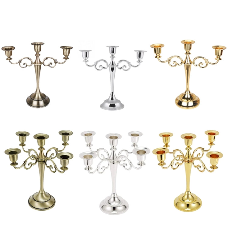 Retro Candlestick Home Decoration Living Room Cafe Theme Restaurant Jewelry Candlelight Dinner Props Gifts, Style:Silver-5 Arms - free shipping - PMC TechLife - Order now!