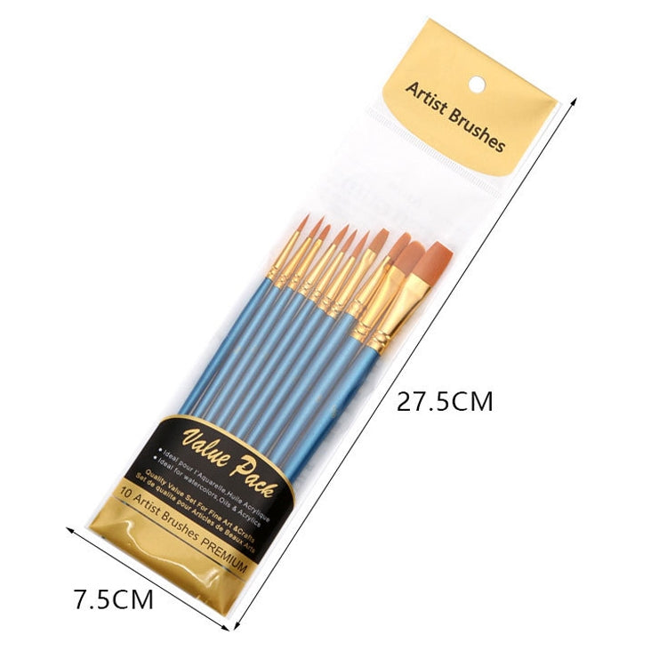 ZHU TING 10 in 1 Pearl Rod Nylon Hair Combination Brush Oil Paint Brush(Black Rods) - Art Supplies by PMC TechLife | Online Shopping South Africa | PMC TechLife