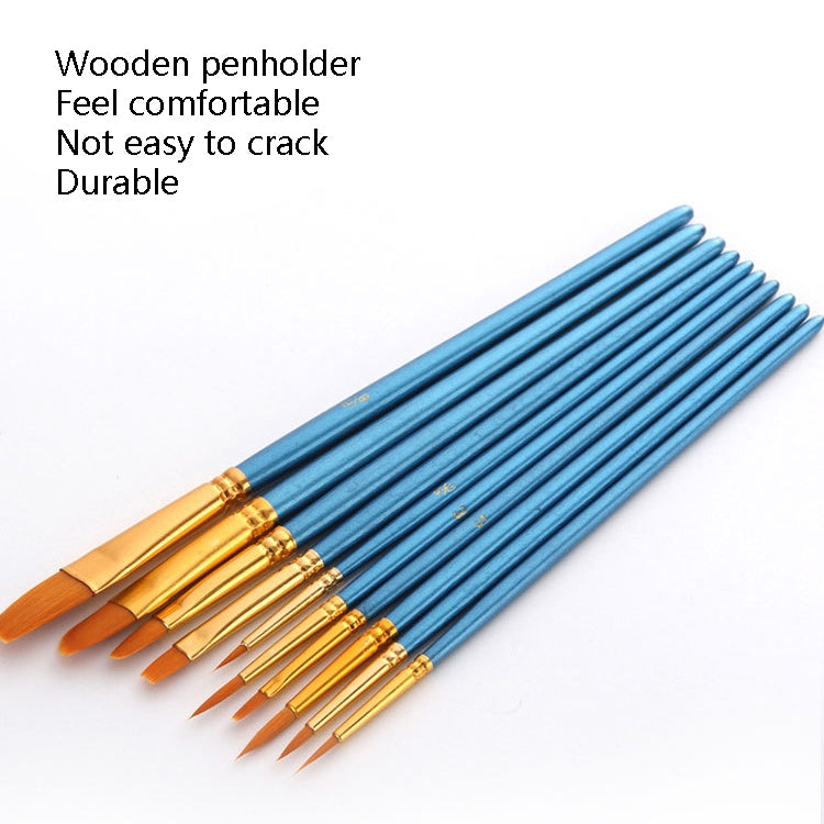 ZHU TING 10 in 1 Pearl Rod Nylon Hair Combination Brush Oil Paint Brush(Black Rods) - Art Supplies by PMC TechLife | Online Shopping South Africa | PMC TechLife