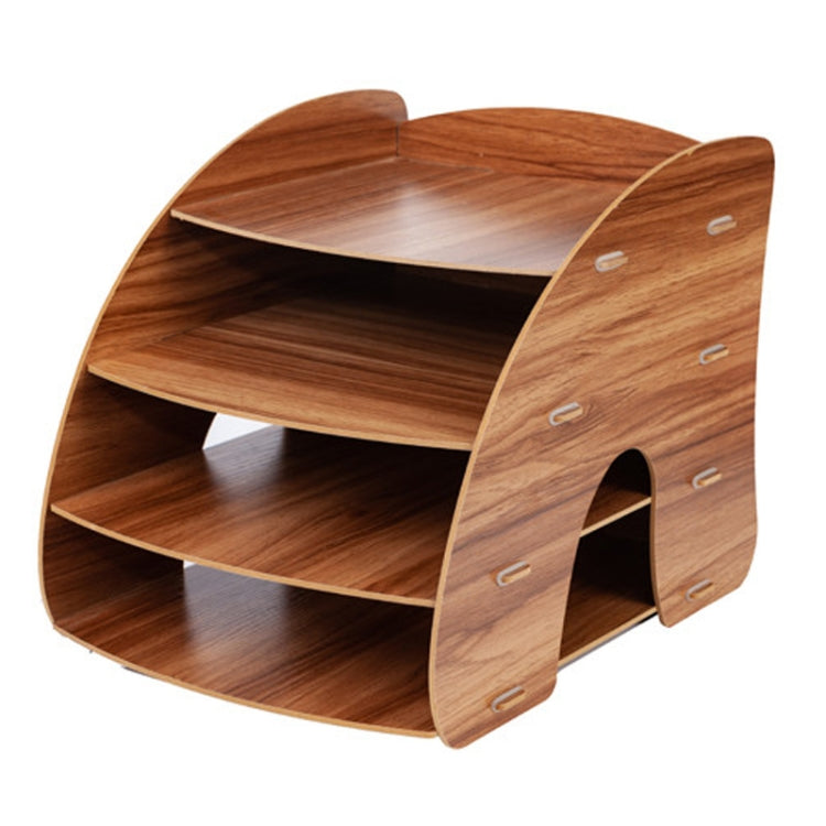 Office Supplies Curved Desktop A4 Storage Box Wooden File Rack Data Rack Shelf(Oak) - Shelf & Hooks by PMC TechLife | Online Shopping South Africa | PMC TechLife