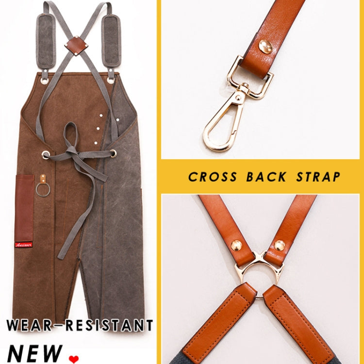 Denim Apron Barber Milk Tea Shop Waiter Overalls(Green-yellow Hook Strap) - Aprons & Caps by PMC TechLife | Online Shopping South Africa | PMC TechLife