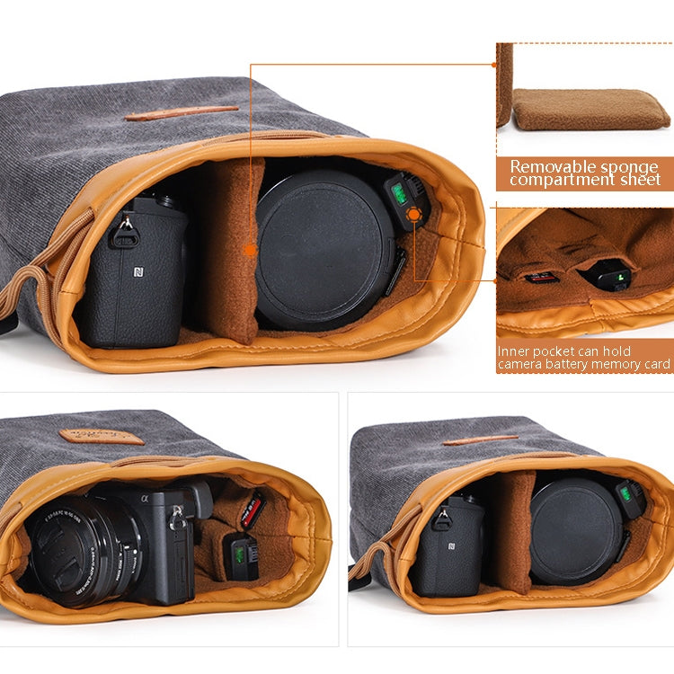 S.C.COTTON Liner Bag Waterproof Digital Protection Portable SLR Lens Bag Micro Single Camera Bag Photography Bag, Colour:  Beige L - Lens Bag by PMC TechLife | Online Shopping South Africa | PMC TechLife