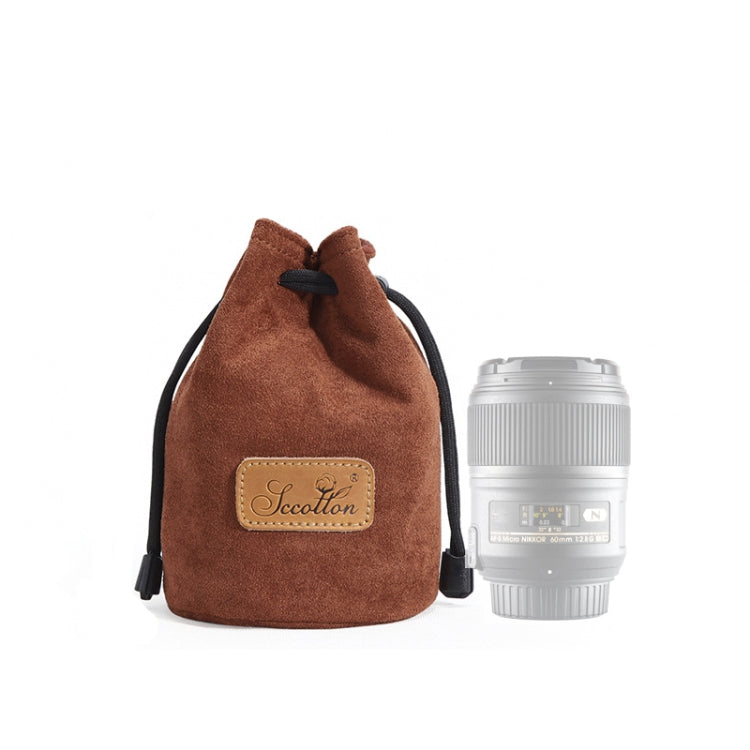 S.C.COTTON Liner Shockproof Digital Protection Portable SLR Lens Bag Micro Single Camera Bag Round Brown S - Lens Bag by S.C.COTTON | Online Shopping South Africa | PMC TechLife | Buy Now Pay Later Mobicred