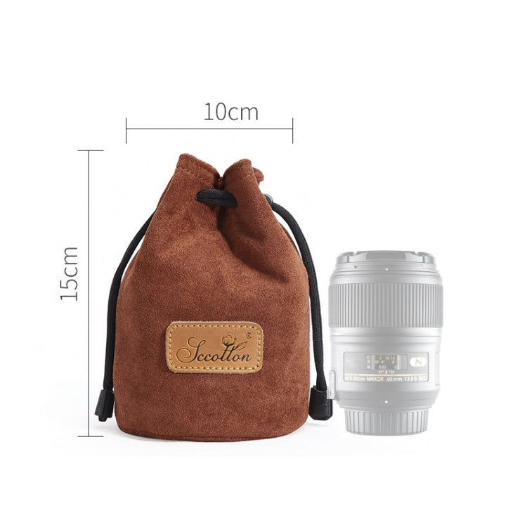 S.C.COTTON Liner Shockproof Digital Protection Portable SLR Lens Bag Micro Single Camera Bag Round Brown S - Lens Bag by S.C.COTTON | Online Shopping South Africa | PMC TechLife | Buy Now Pay Later Mobicred