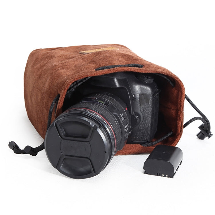 S.C.COTTON Liner Shockproof Digital Protection Portable SLR Lens Bag Micro Single Camera Bag Round Brown S - Lens Bag by S.C.COTTON | Online Shopping South Africa | PMC TechLife | Buy Now Pay Later Mobicred