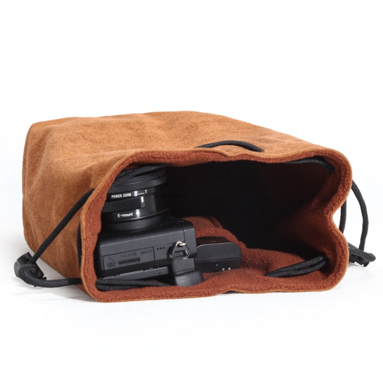 S.C.COTTON Liner Shockproof Digital Protection Portable SLR Lens Bag Micro Single Camera Bag Round Brown S - Lens Bag by S.C.COTTON | Online Shopping South Africa | PMC TechLife | Buy Now Pay Later Mobicred