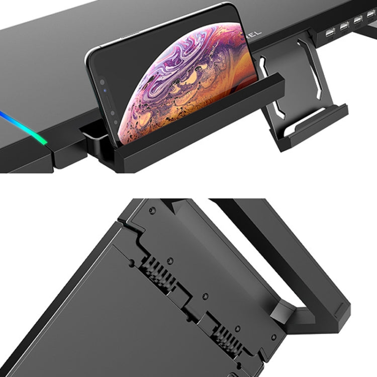ICE COOREL T1 Monitor Increased Rack Foldable Laptop Stand With RGB Lighting & 4xUSB2.0 Expansion Interface(Obsidian Black) - free shipping - PMC TechLife - Order now!