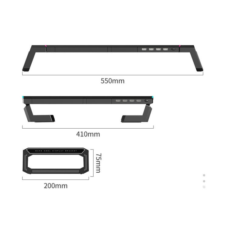 ICE COOREL T1 Monitor Increased Rack Foldable Laptop Stand With RGB Lighting & 4xUSB2.0 Expansion Interface(Obsidian Black) - free shipping - PMC TechLife - Order now!