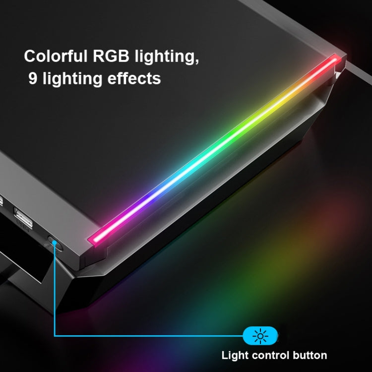 ICE COOREL T1 Monitor Increased Rack Foldable Laptop Stand With RGB Lighting & 4xUSB2.0 Expansion Interface(Obsidian Black) - free shipping - PMC TechLife - Order now!
