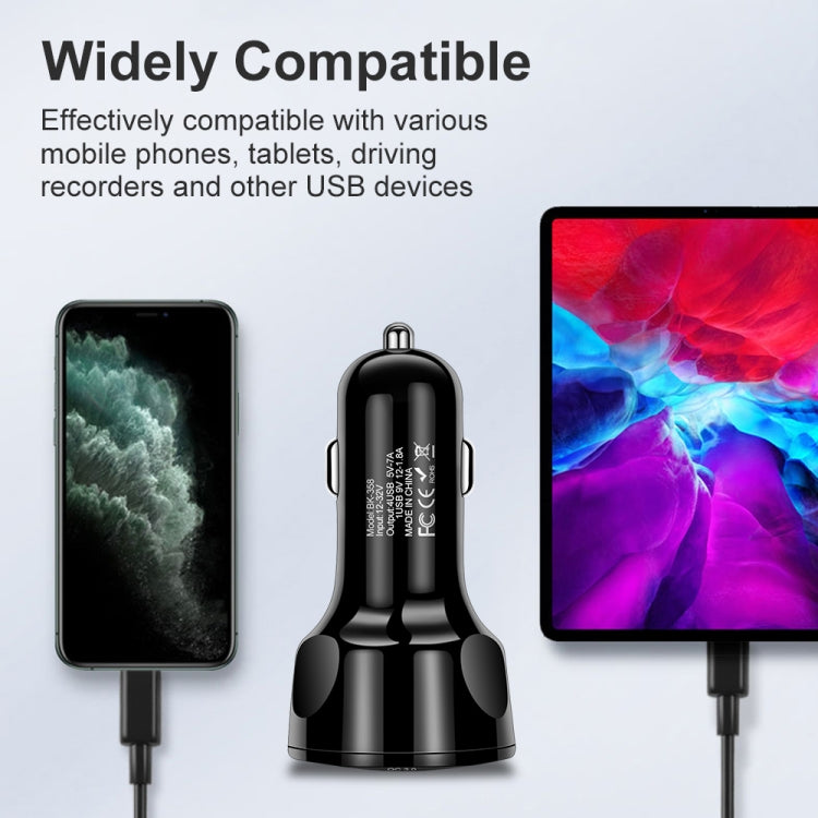 2 PCS BK-358 3A QC3.0 4USB Car Charger One For Four Mobile Phone Car Charger(White) - Car Charger by PMC TechLife | Online Shopping South Africa | PMC TechLife