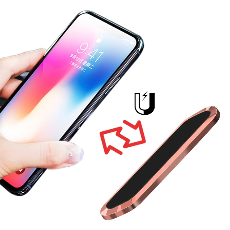 F601 4 PCS One Word Long Magnet Car Bracket Car Navigation Lazy Magnetic Metal Bracket(Rounded Gold) - Car Holders by PMC TechLife | Online Shopping South Africa | PMC TechLife