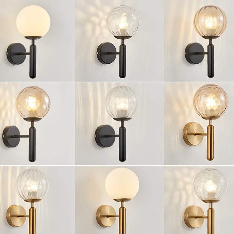 6102 Round Glass LED Wall Light Hotel Bedroom Bedside Living Room, Power source: 5W White Light(Copper Color Cream White Lampshade) -  by PMC TechLife | Online Shopping South Africa | PMC TechLife