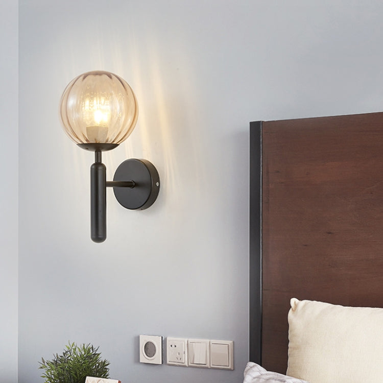 6102 Round Glass LED Wall Light Hotel Bedroom Bedside Living Room, Power source: 5W White Light(Copper Color Cream White Lampshade) -  by PMC TechLife | Online Shopping South Africa | PMC TechLife