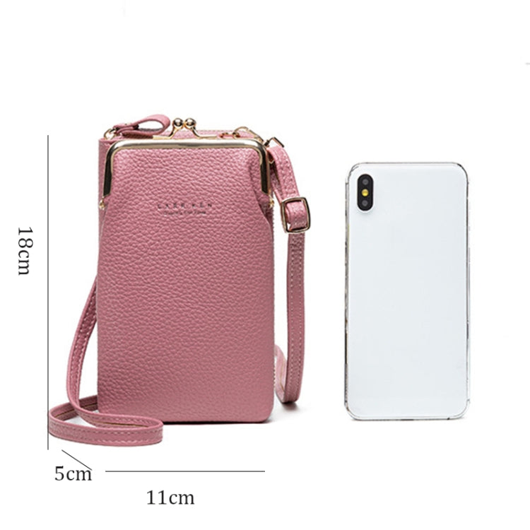 H2107 Ladies Mobile Phone Bag Shoulder Messenger Bag Pebbled Zipper Wallet(Pink) - Single-shoulder Bags by PMC TechLife | Online Shopping South Africa | PMC TechLife
