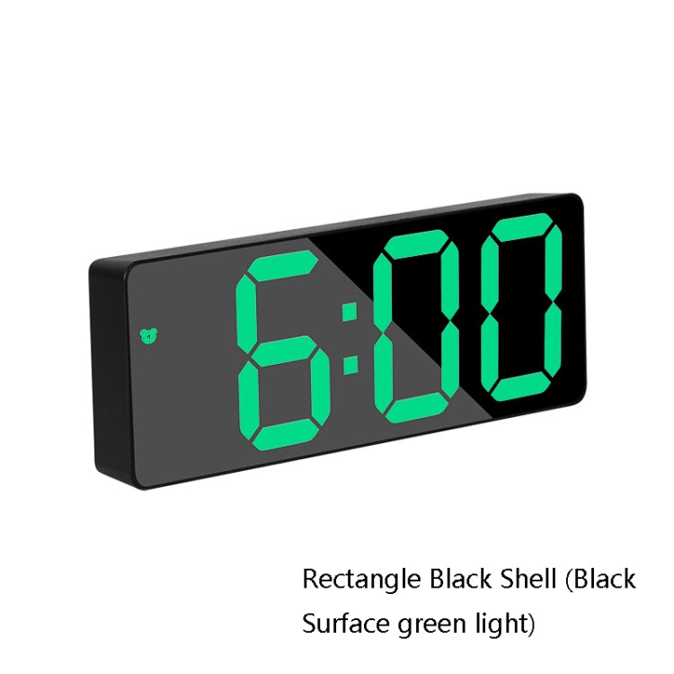 Mirror Bedside Alarm Clock Battery Plug-In Dual-Purpose LED Clock, Colour: Rectangle Black Shell (Black Surface green light) - Alarm Clocks by PMC TechLife | Online Shopping South Africa | PMC TechLife