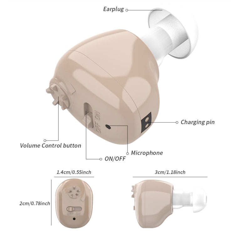Z-12 Rechargeable In-Ear Sound Amplifier Hearing Aid with USB Cradle Charger - Hearing Aids by PMC TechLife | Online Shopping South Africa | PMC TechLife | Buy Now Pay Later Mobicred