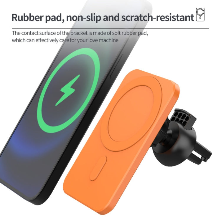 N16 10W Car Air Outlet + Suction Cup Magsafe Magnetic Phone Universal Wireless Charger Mobile Holder(Orange) - Wireless Charger Holders by PMC TechLife | Online Shopping South Africa | PMC TechLife