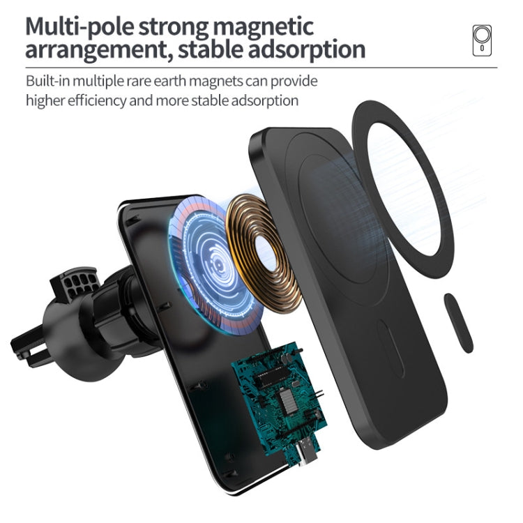 N16 10W Car Air Outlet + Suction Cup Magsafe Magnetic Phone Universal Wireless Charger Holder(White) - Wireless Charger Holders by PMC TechLife | Online Shopping South Africa | PMC TechLife