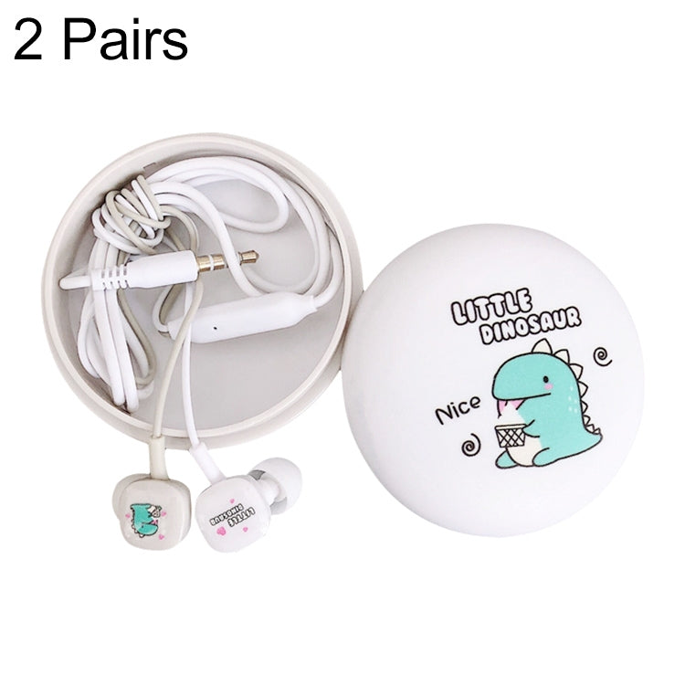 2 Pairs Cartoon Pattern Heavy Bass In-Ear Headphones Universal Wired Headphones with Microphone(White) - In Ear Wired Earphone by PMC TechLife | Online Shopping South Africa | PMC TechLife