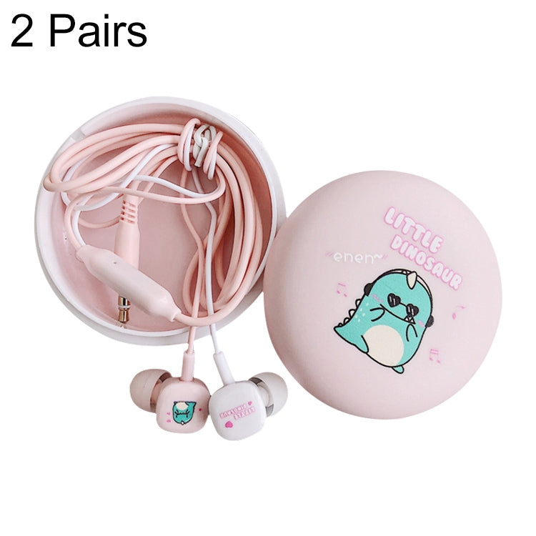 2 Pairs Cartoon Pattern Heavy Bass In-Ear Headphones Universal Wired Headphones with Microphone(Pink) - In Ear Wired Earphone by PMC TechLife | Online Shopping South Africa | PMC TechLife