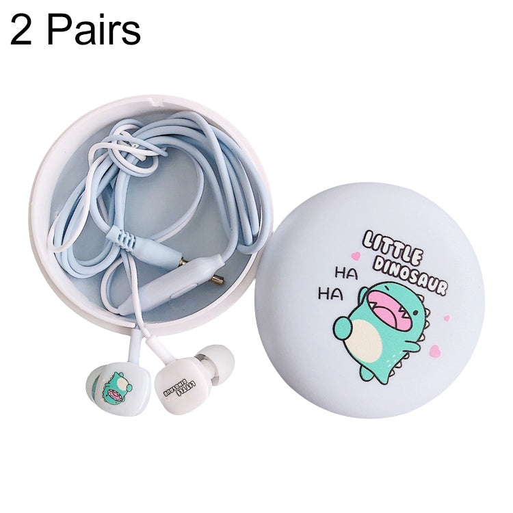 2 Pairs Cartoon Pattern Heavy Bass In-Ear Headphones Universal Wired Headphones with Microphone(Light Blue) - In Ear Wired Earphone by PMC TechLife | Online Shopping South Africa | PMC TechLife