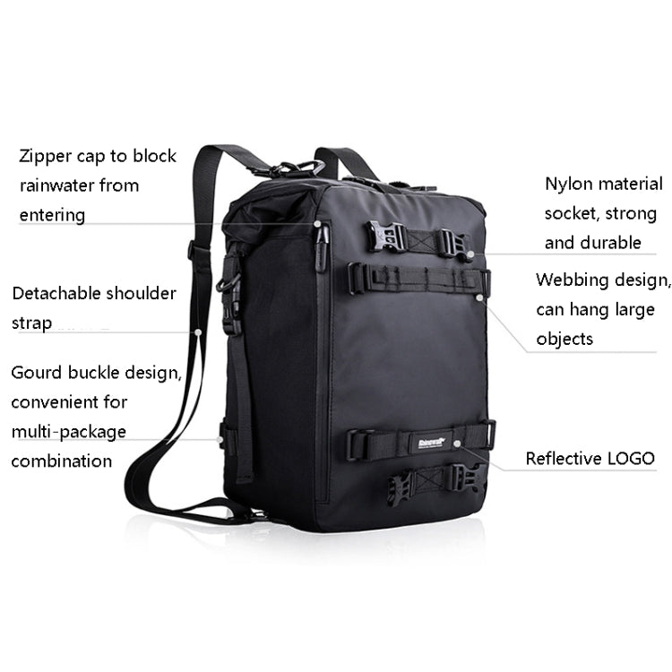 Rhinowalk Multi-Function Motorcycle Rear Seat Bag Combination Rear Shelf Pannier, Colour: Black 30L - free shipping - PMC TechLife - Order now!