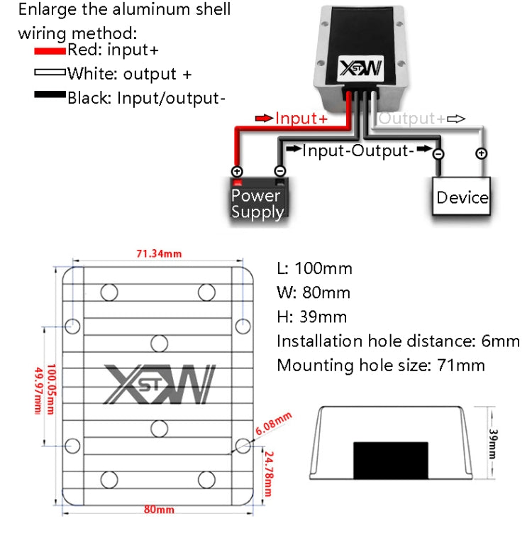 XWST DC 12/24V To 5V Converter Step-Down Vehicle Power Module, Specification: 12/24V To 5V 40A Extra Large Aluminum Shell -  by PMC TechLife | Online Shopping South Africa | PMC TechLife