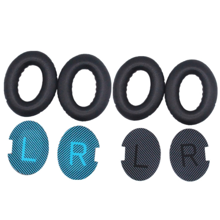 2 PCS Headset Lambskin Sponge Cover Earmuffs For Bose QC25 / QC15 / QC2 / QC35 / AE2i(Black+Blue) - Earmuff & Pad by PMC TechLife | Online Shopping South Africa | PMC TechLife