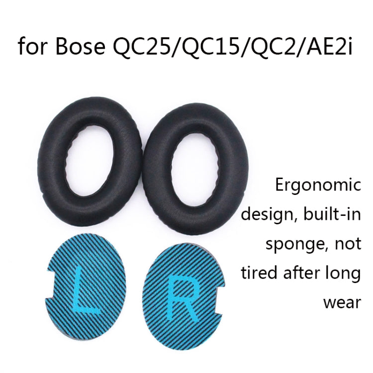 2 PCS Headset Lambskin Sponge Cover Earmuffs For Bose QC25 / QC15 / QC2 / QC35 / AE2i(Black+Black) - Earmuff & Pad by PMC TechLife | Online Shopping South Africa | PMC TechLife